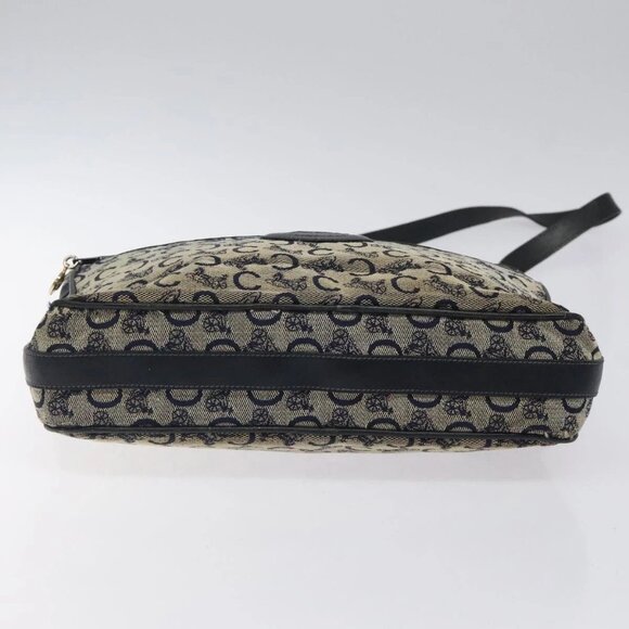 CELINE C Sulky Shoulder Bag Canvas Navy Gold - Picture 7 of 16